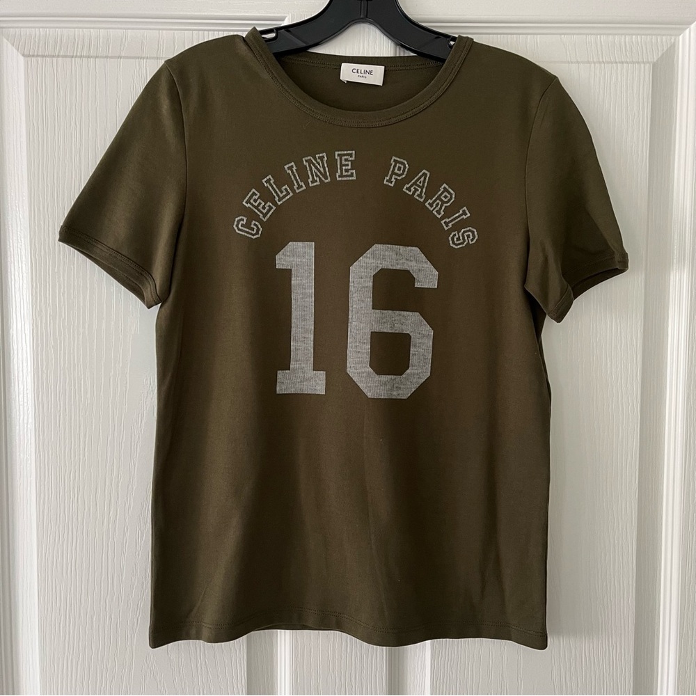 Celine Cotton Short Sleeve T-Shirt - Green - XS